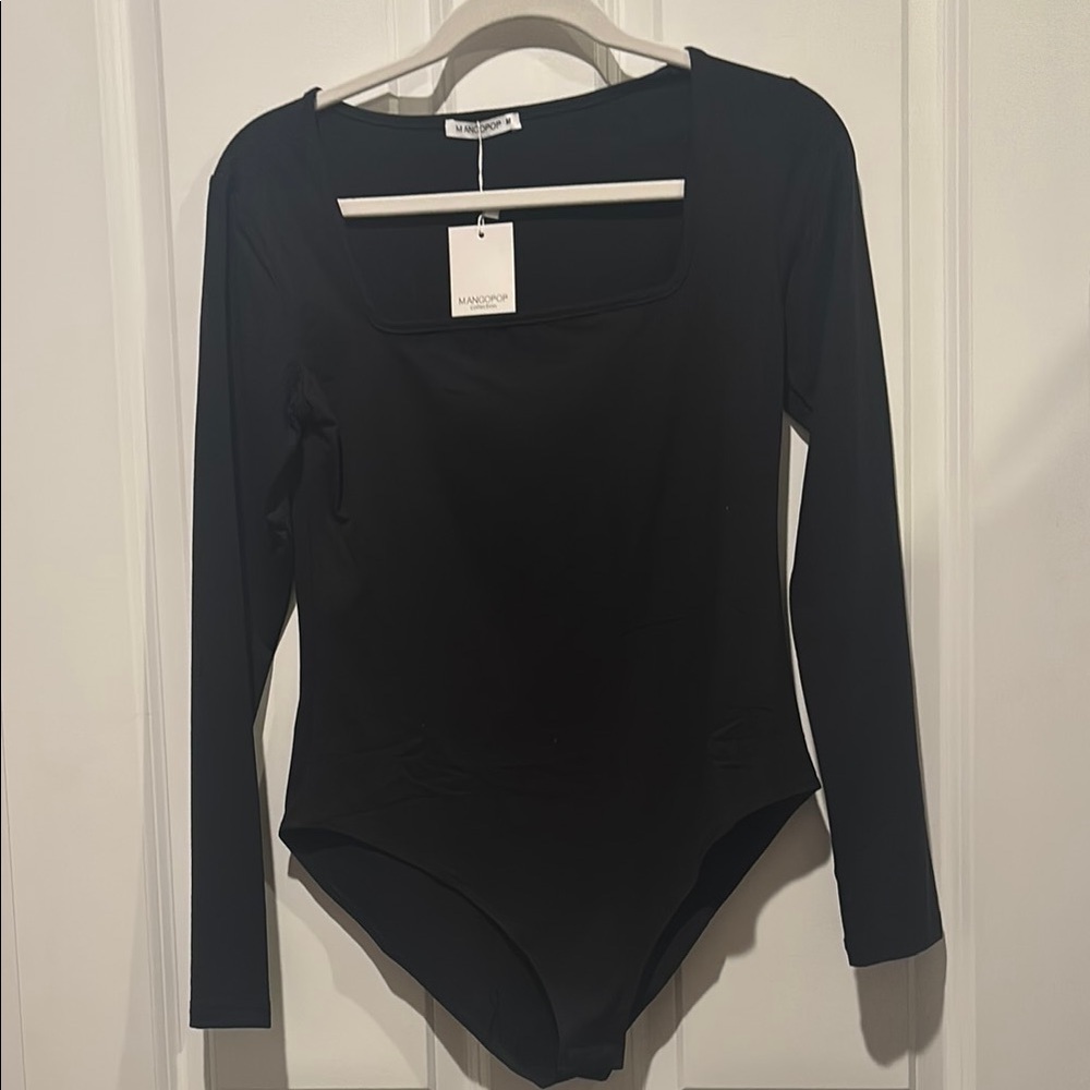 Mango Black Long Sleeve Bodysuit